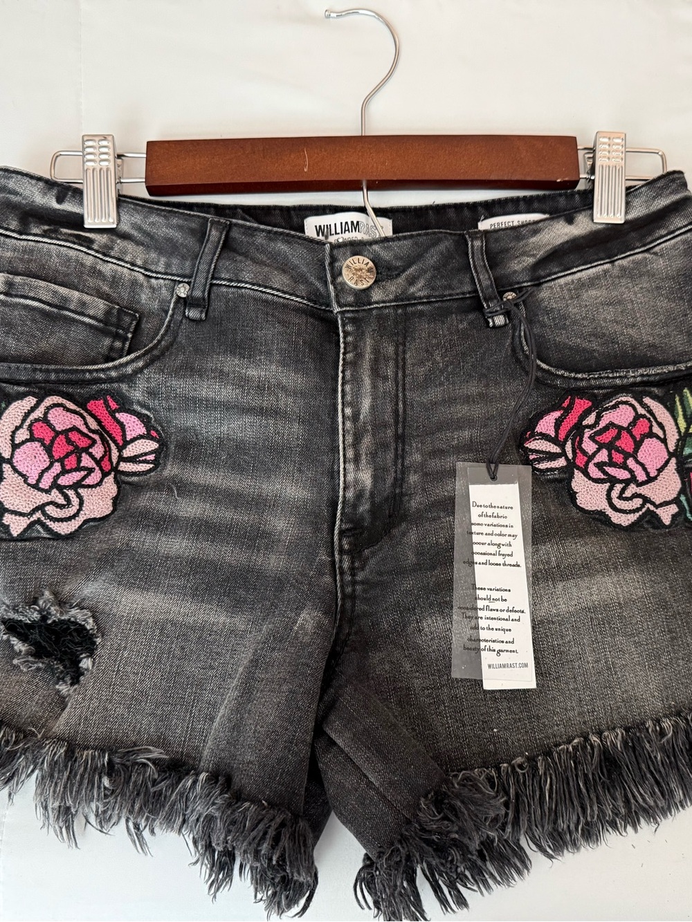 NWT-William Rast Women's Black Distressed Denim Shorts Size 27